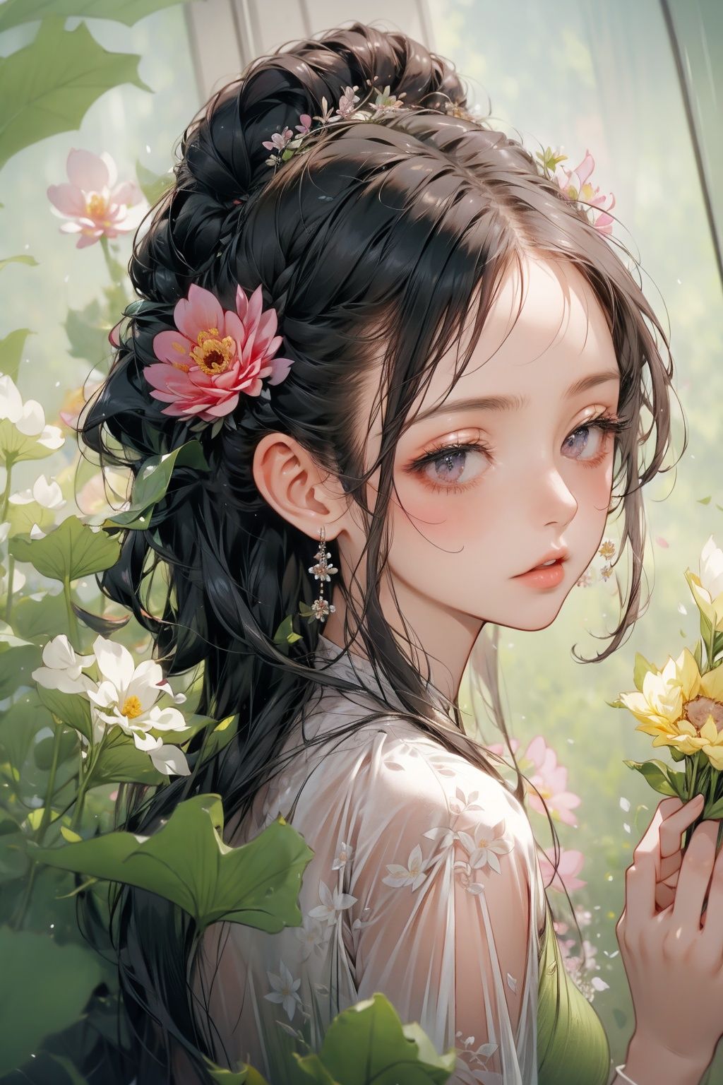  absurdres,incredibly absurdres,reality,realistic,,(solo:1.2),1girl,full_shot,Shihua,Holding flowers