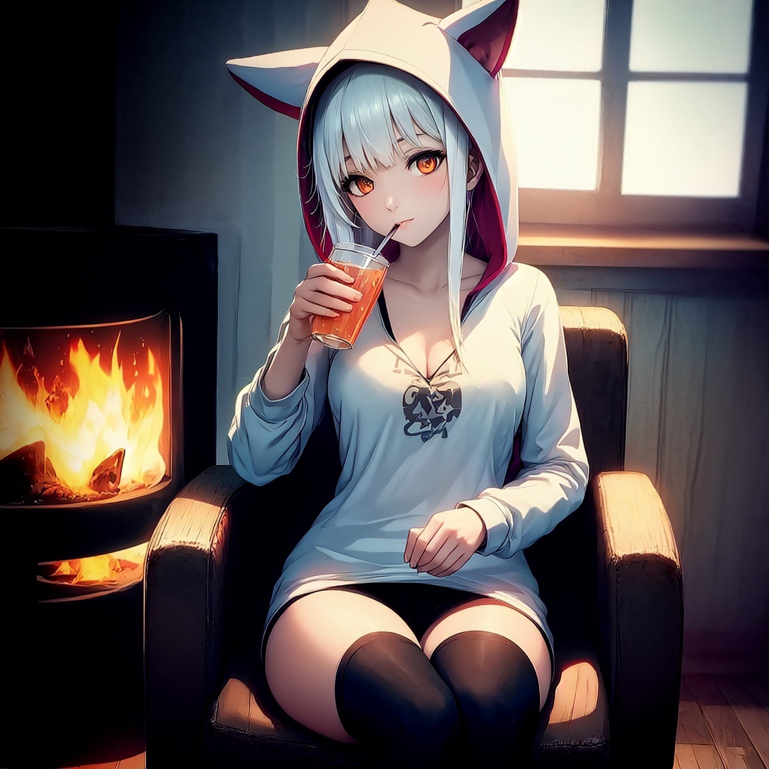 1girl,  p0tatcaho,  animal hood on Tensor.Art
