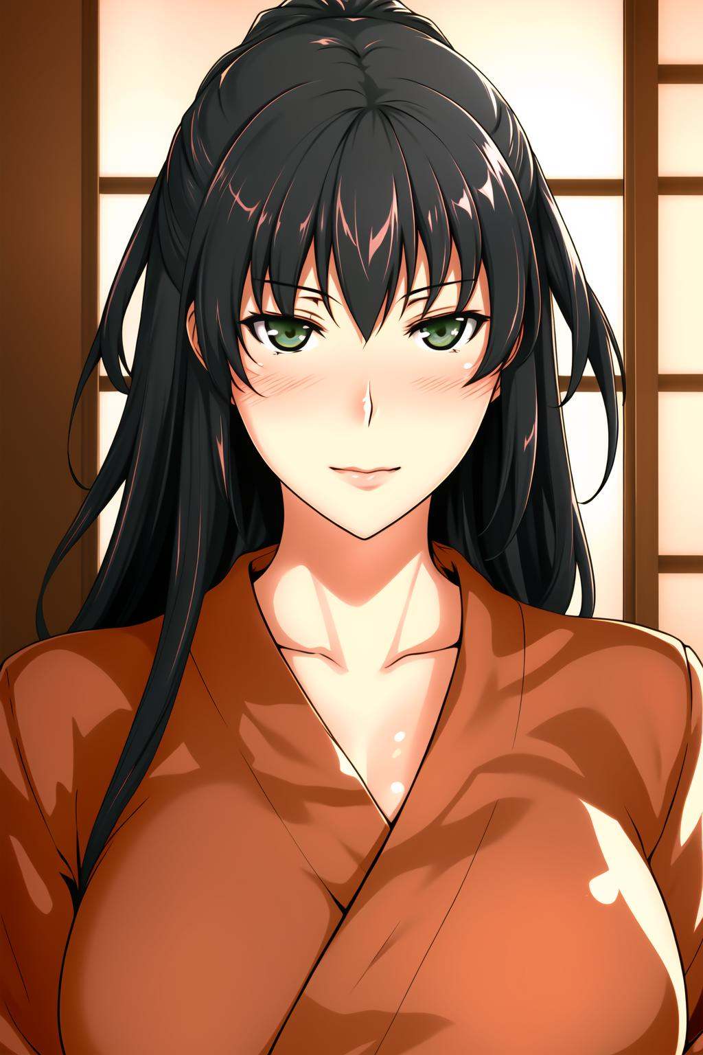 east asian architecture,  onsen,  Brown kimono on Tensor.Art