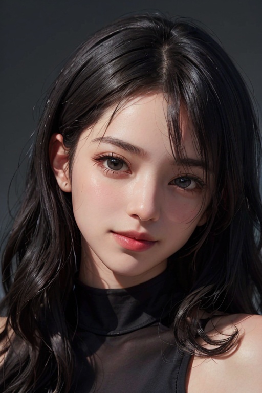 a 20 yo woman,  black wavy hair,  look at viewer on Tensor.Art