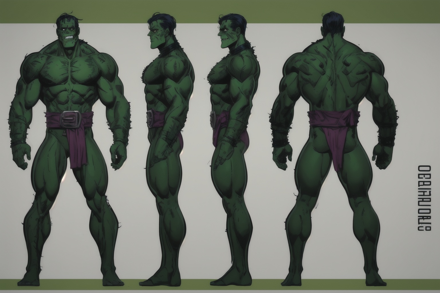 Full body,  Frankenstein monster,  green skin on Tensor.Art