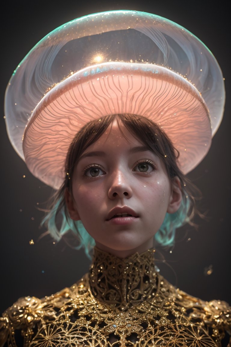 photo RAW,  (Black and pink : Portrait of a ghostly jellyfish ,  shiny aura on Tensor.Art