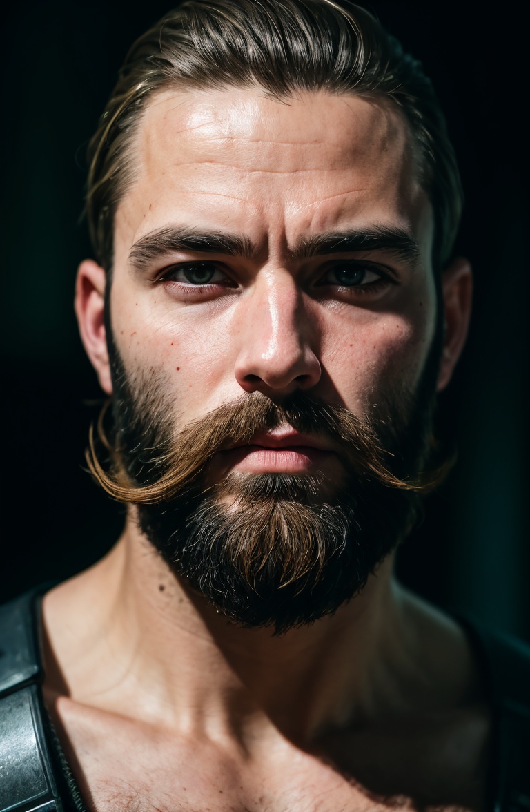 cyberpunk film,  raw photo of man with beard,  3/4 on Tensor.Art