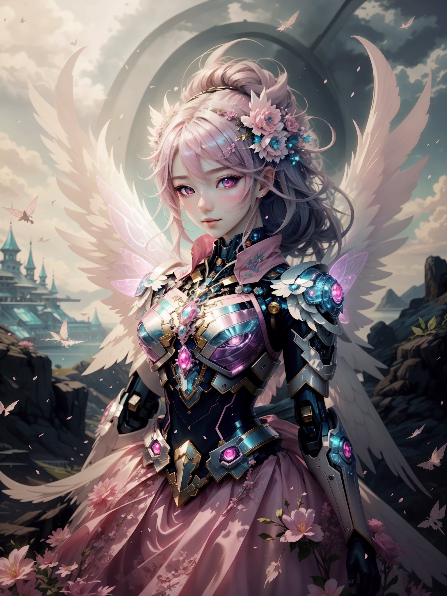 there is a picture of a pretty fairy with a pink dress,  fairy aesthetics,  of an beautiful angel girl on Tensor.Art