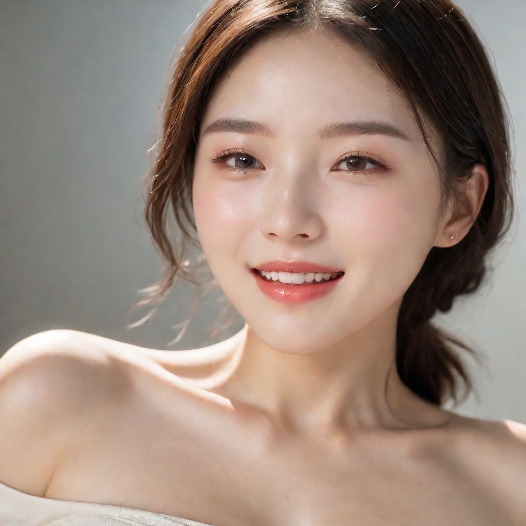 Best quality, masterpiece, ultra high resolution, (fidelity: 1.4), ray tracing, movie lighting,A girl with ultra realistic and delicate skin, creamy white skin, ultra-fine skin, beautiful and delicate face, laughing