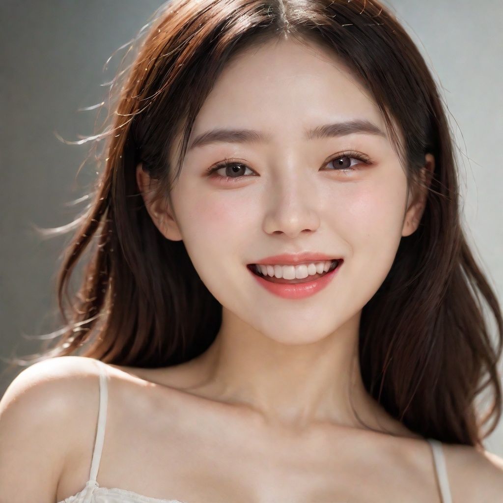 Best quality, masterpiece, ultra high resolution, (fidelity: 1.4), ray tracing, movie lighting,A girl with ultra realistic and delicate skin, creamy white skin, ultra-fine skin, beautiful and delicate face, laughing