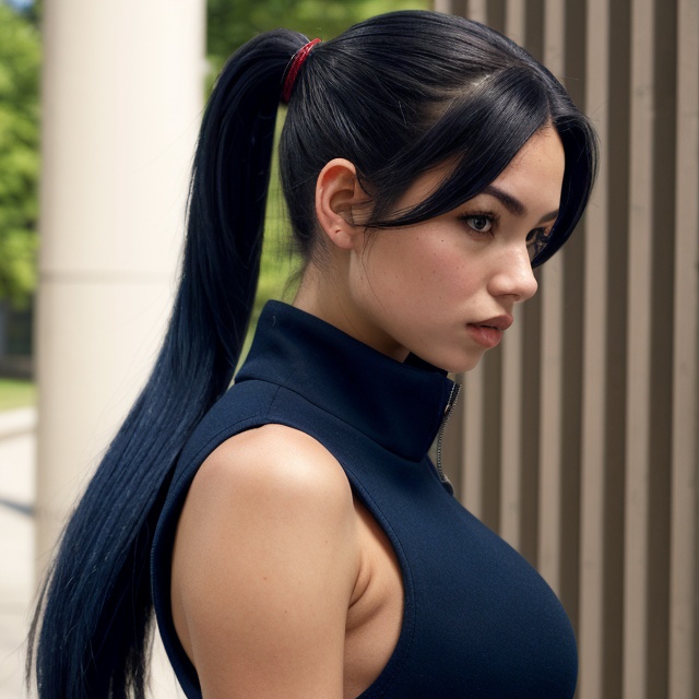 1girl,  solo,  Laura S. Arseid (long dark blue hair on Tensor.Art