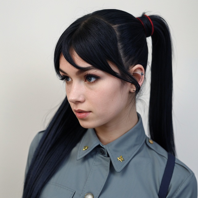 1girl,  solo,  Laura S. Arseid (long dark blue hair on Tensor.Art