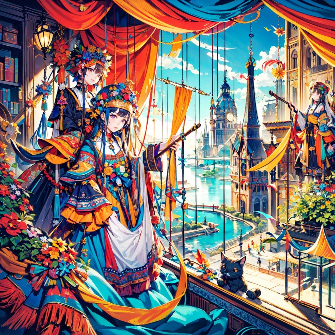  ((masterpiece)), ((best quality)), girls,climb the trees