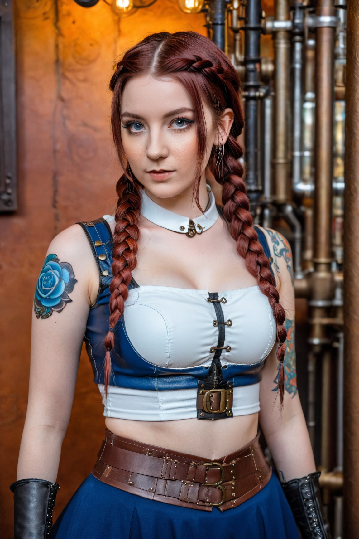 an steampunk girl at a party,  ,  small breast on Tensor.Art