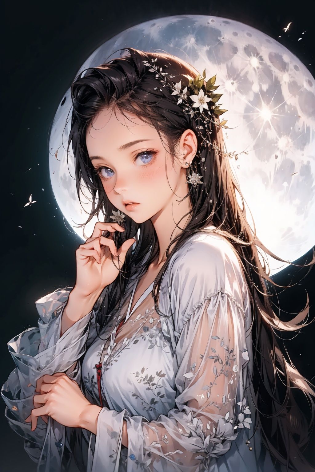  absurdres,incredibly absurdres,reality,realistic,,(solo:1.2),1girl,full_shot,Houyue,the moon
