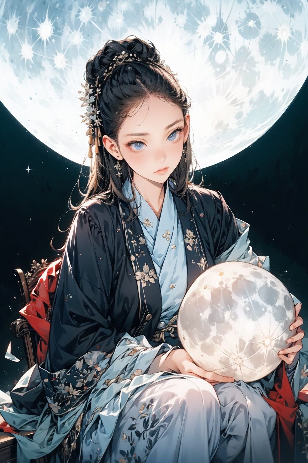  absurdres,incredibly absurdres,reality,realistic,,(solo:1.2),1girl,full_shot,Houyue,the moon