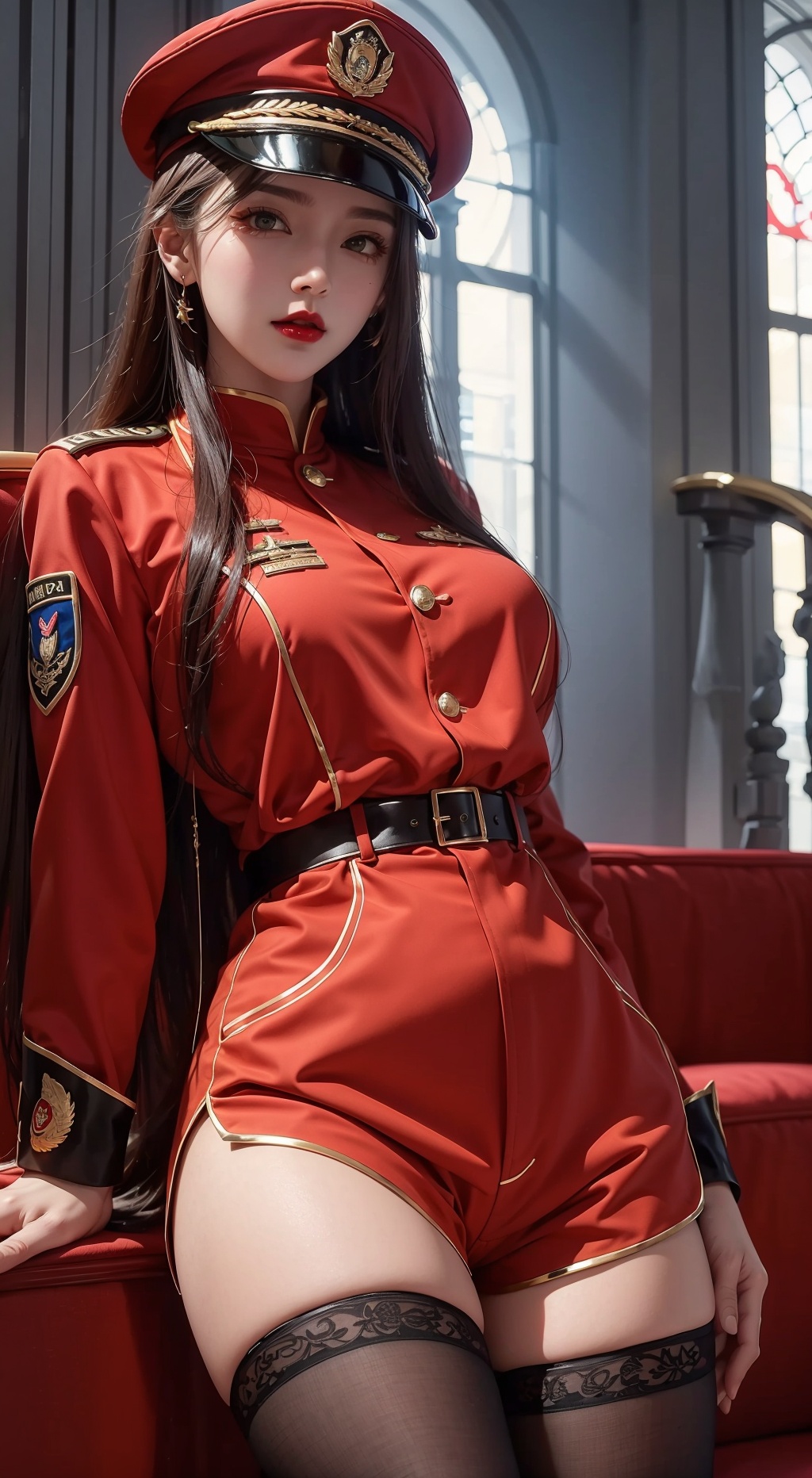 1girl,  red lips,  Red clothes on Tensor.Art