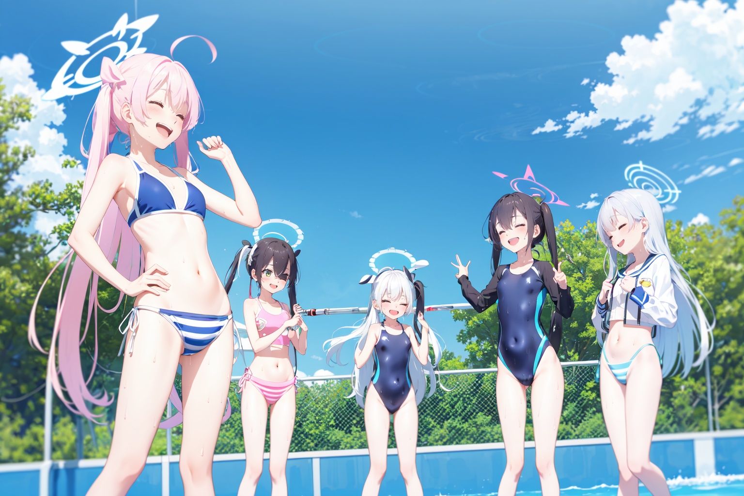 -azusa (blue archive),  hifumi (blue archive),  swimsuit on Tensor.Art