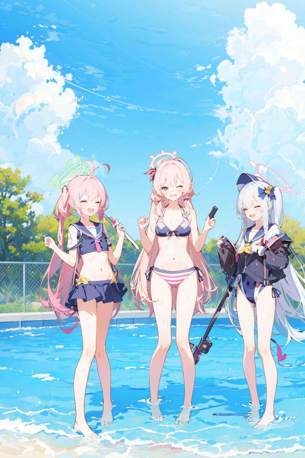 -azusa (blue archive),  hifumi (blue archive),  swimsuit on Tensor.Art