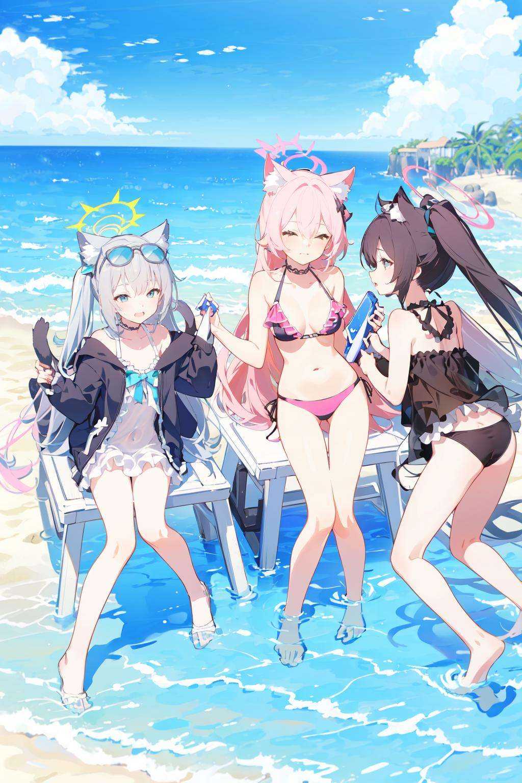 -hoshino (blue archive),  multiple girls,  swimsuit on Tensor.Art