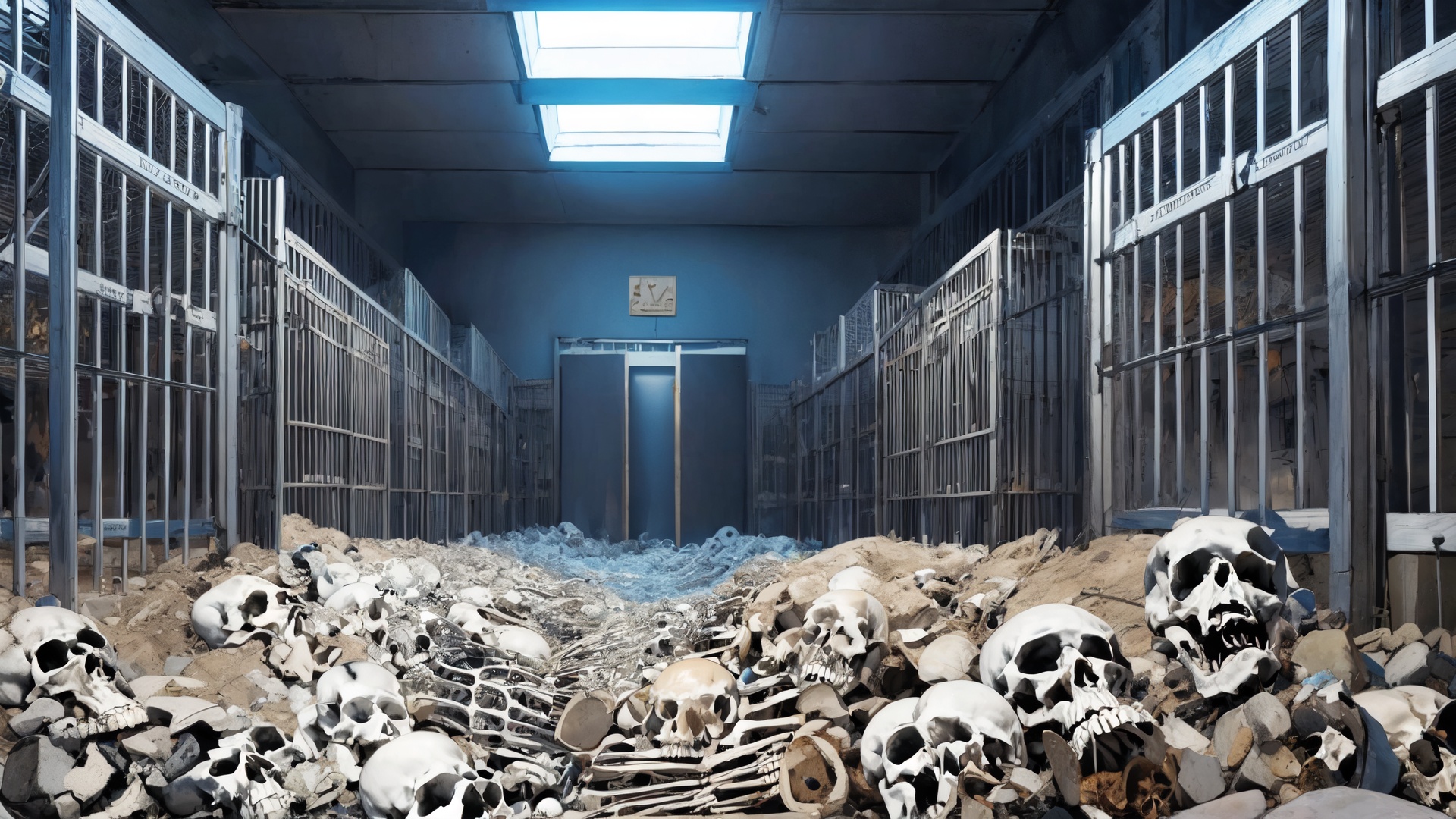 A technology prison with piles of bones on Tensor.Art