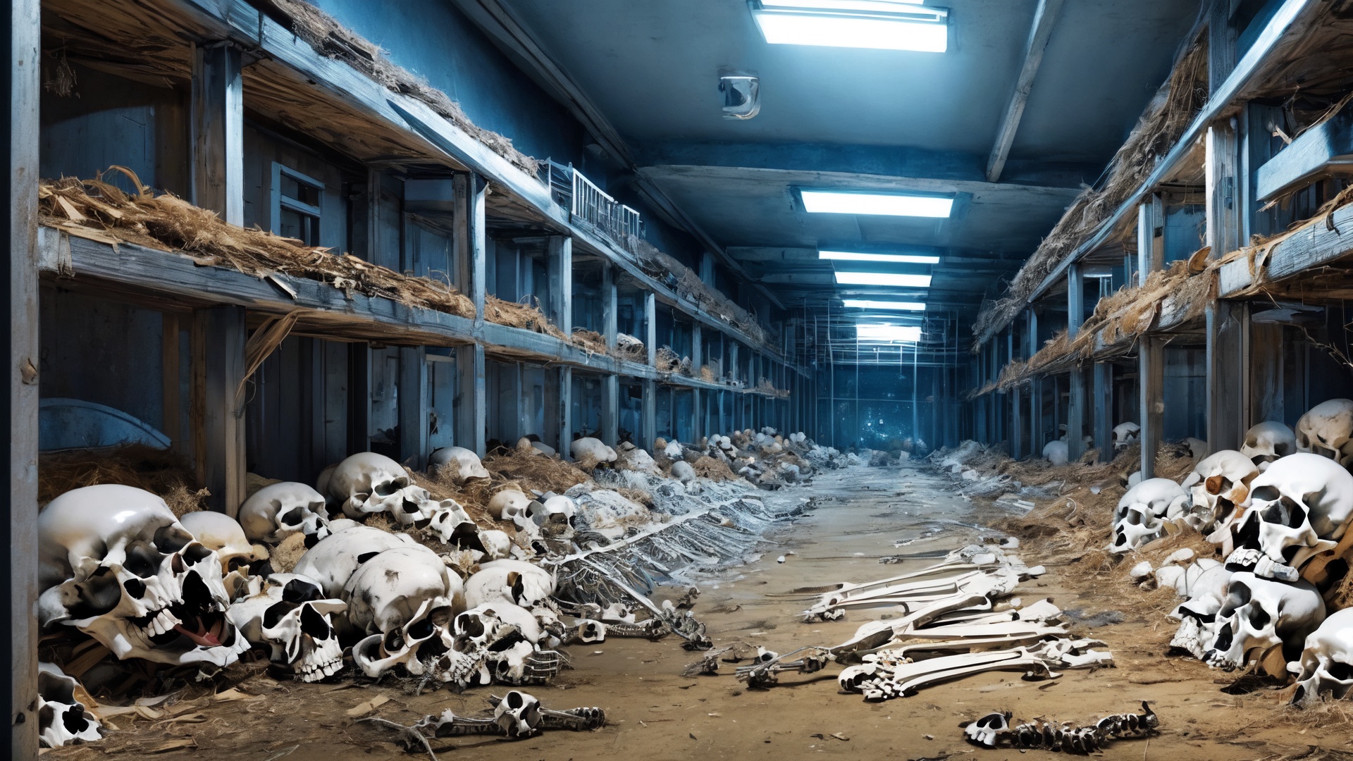 A technology prison with piles of bones on Tensor.Art