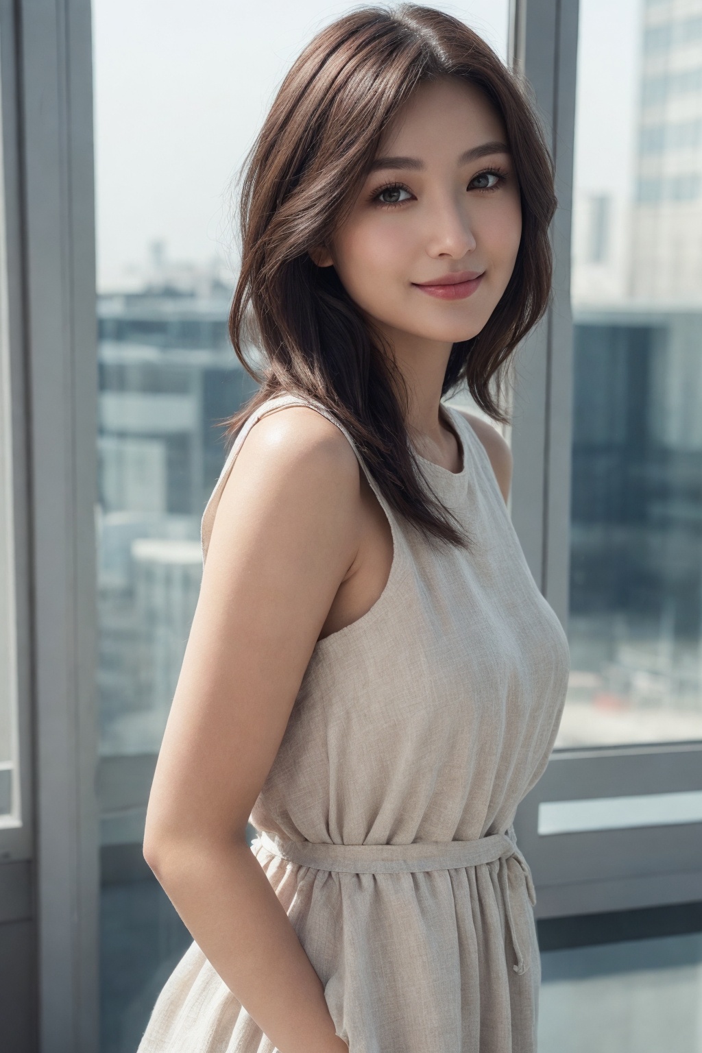 Photo of Pretty Japanese woman,  1woman,  (medium-short dark brown hair) on Tensor.Art