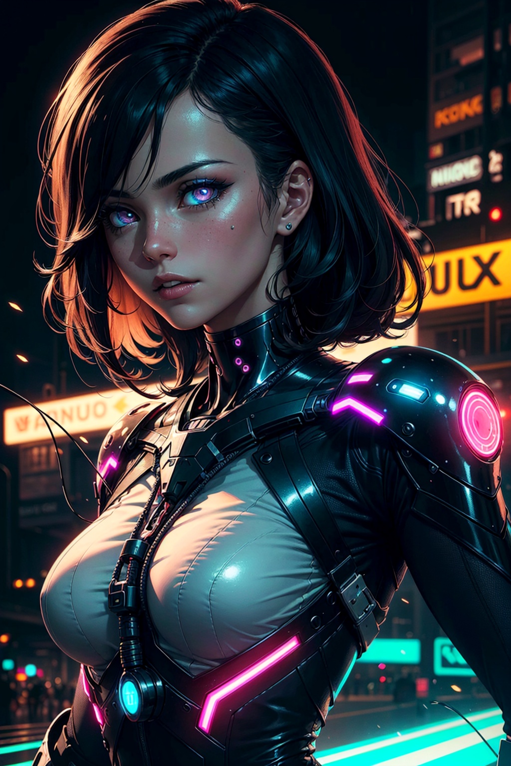 Girl with body of cyborg lady,  cybernetic jaw,  mechanical parts on Tensor.Art