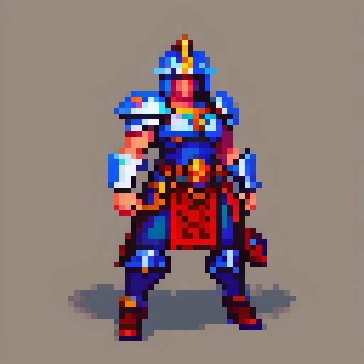 A warrior, game asset, detailed, pixel art, PixArFK,<lora:PixArFK6415PasWithoutTE:1>