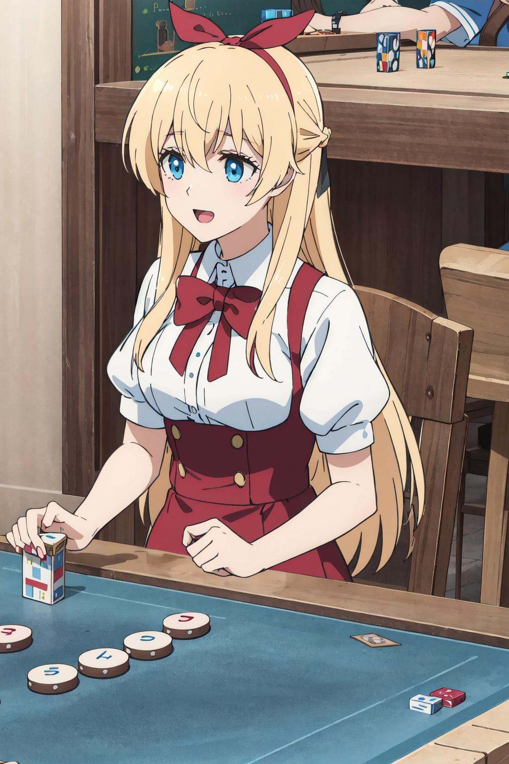 hscemilia,  hair_ribbon,  playing board games on Tensor.Art
