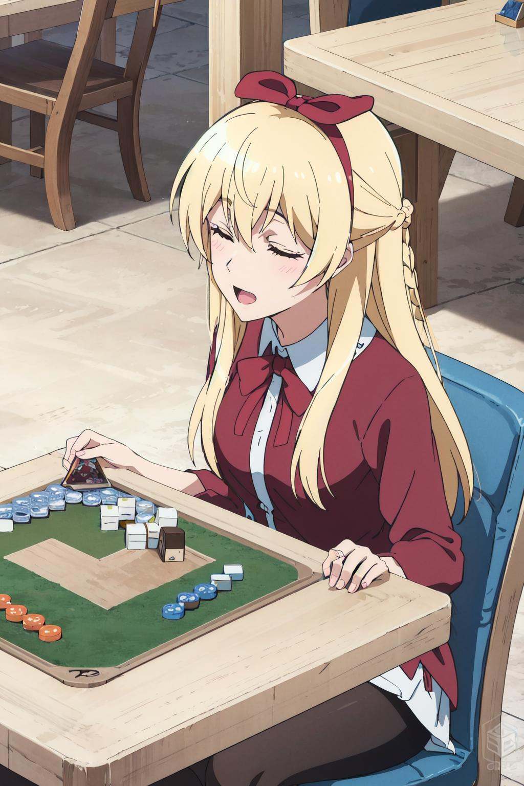 hscemilia,  hair_ribbon,  playing board games on Tensor.Art