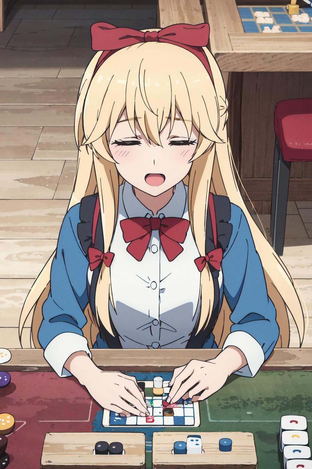 hscemilia,  hair_ribbon,  playing board games on Tensor.Art