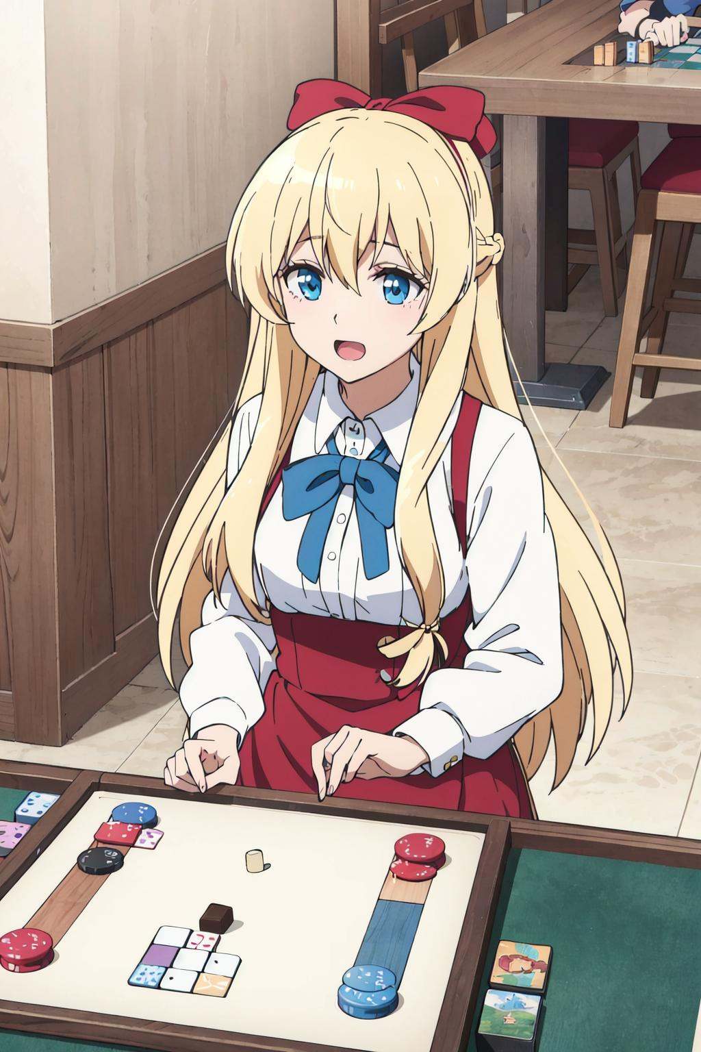 hscemilia,  hair_ribbon,  playing board games on Tensor.Art