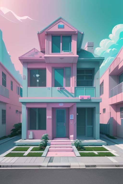 cutecore vaporwave style house on Tensor.Art