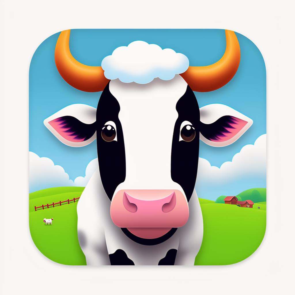 A  cute cow, farm game, , icons, ios icon app, icons app,<lora:icons15Config4WithoutTE:1>