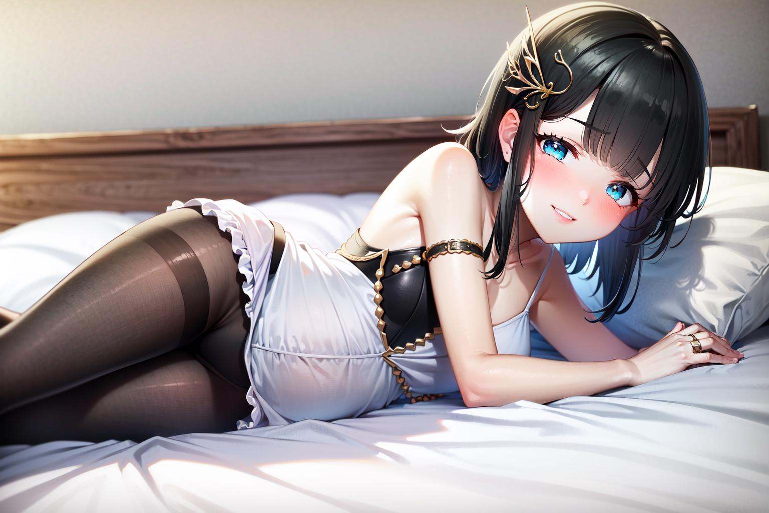 1girl,  solo,  a beautiful picture of a girl lying in bed on Tensor.Art