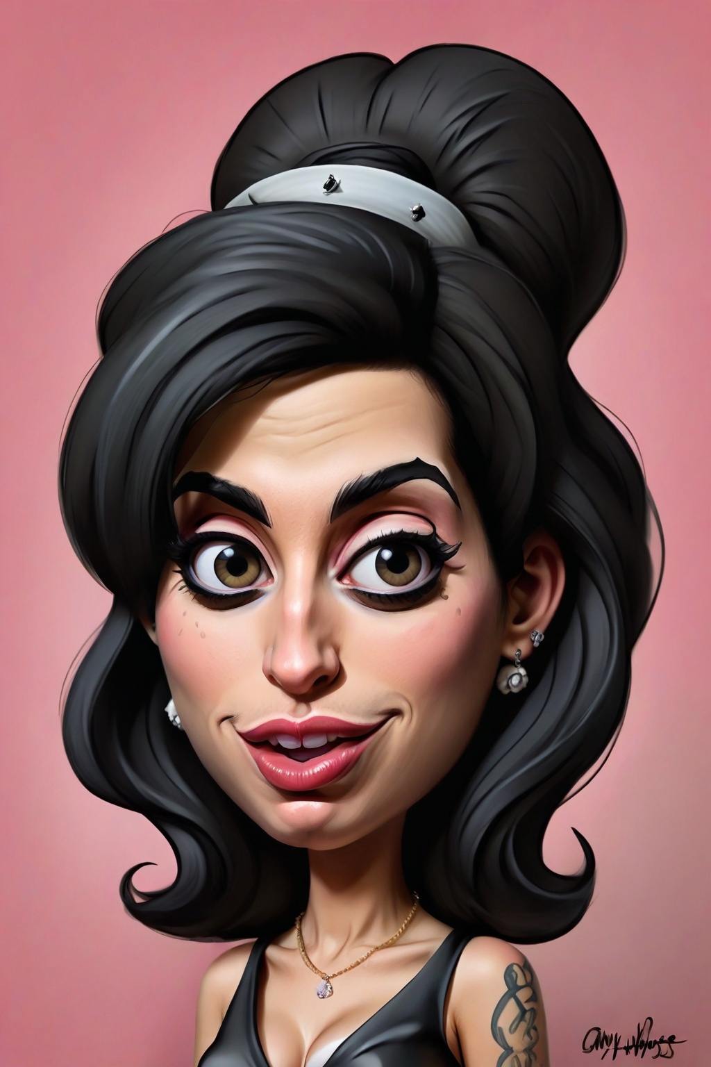 a caricature of amy winehouse on Tensor.Art