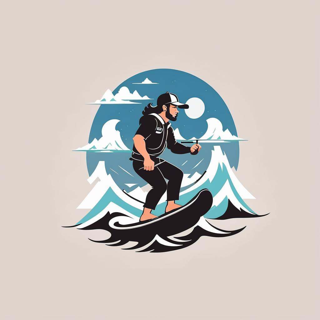 logo, A logo for a surf school, surfer riding a wave, beachy and ocean-inspired colors, ,LogoRedAF ,<lora:logo15PasWithoutTERep5:1>