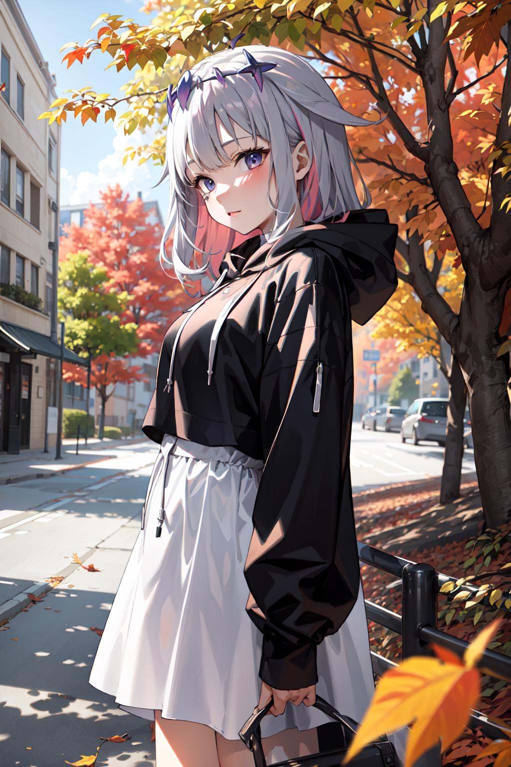 a girl,  hoodie,  cowboy shot on Tensor.Art