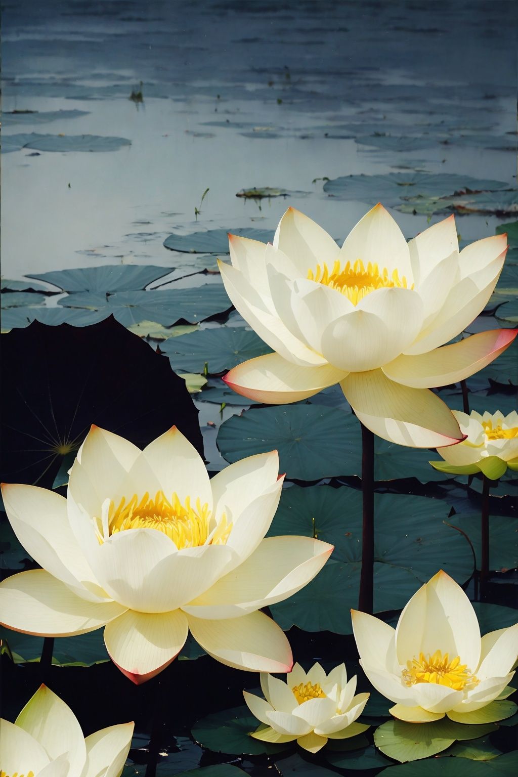gfzhidanya background,Exquisite work, masterpiece, master composition, ink wash,wind blowing, morning mist,lotus, lotus leaf

