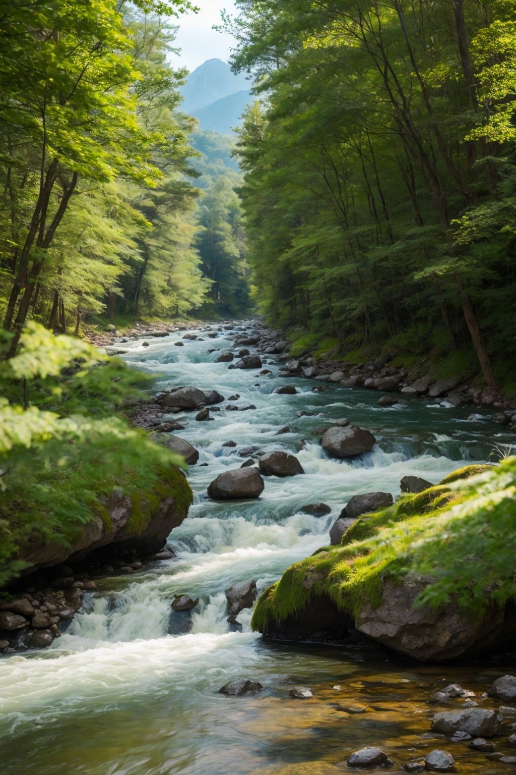 masterpiece,best quality,scenery,no humans,water,nature,outdoors,forest,rock,tree,river,grass,chinamountain,