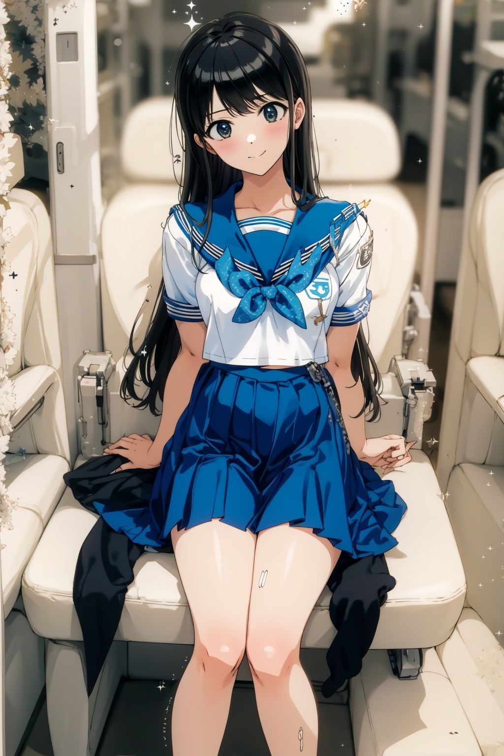  ,master piece,
1girl,solo,full body,cowboy shot,
school uniform,serafuku,
sitting,looking_at_viewer,happy,