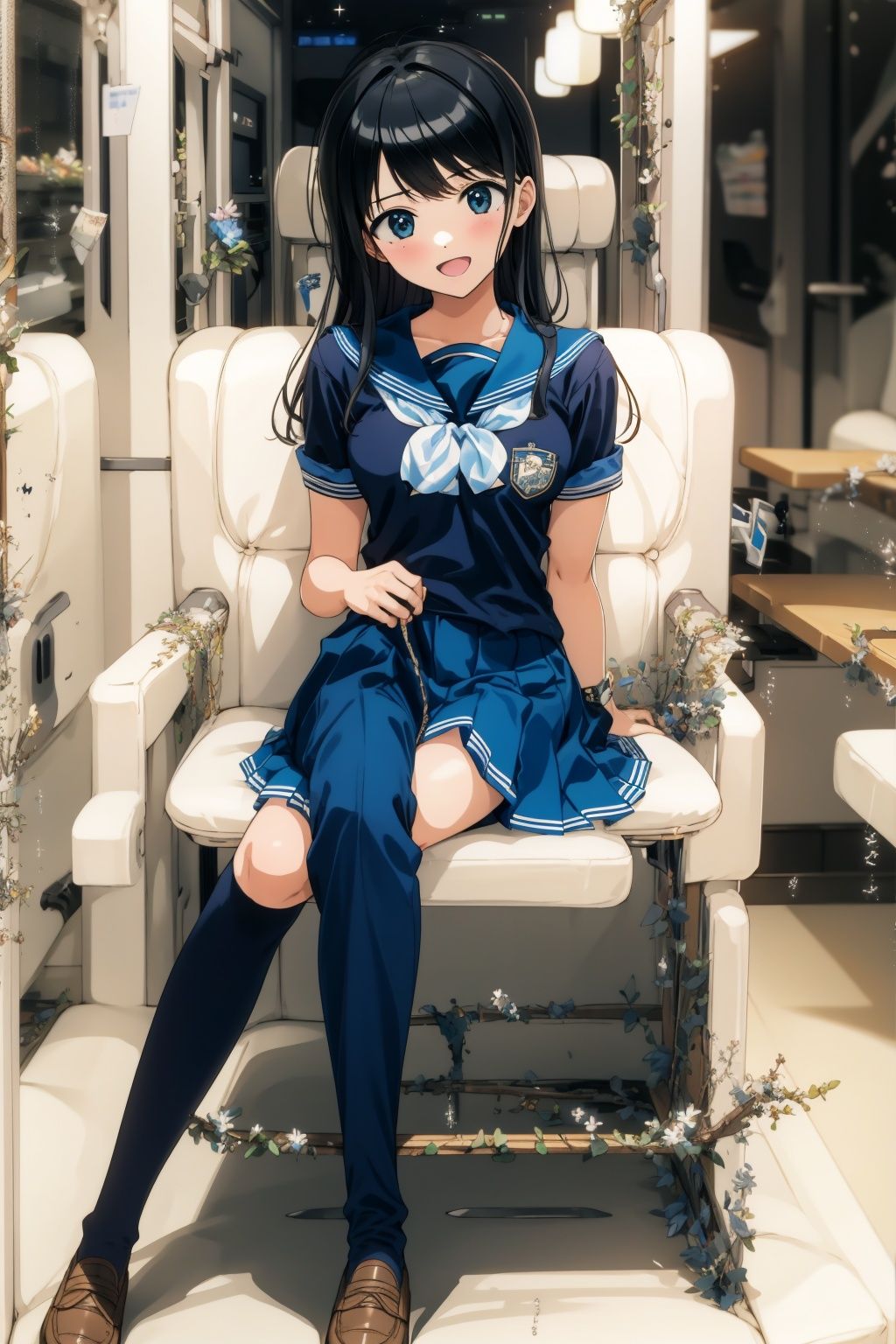  ,master piece,
1girl,solo,full body,cowboy shot,
school uniform,
sitting,looking_at_viewer,happy,