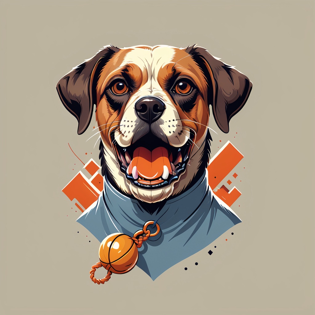 Excellence masterpice T-shirt design illustration of an dog with toy on its mouth,  sharper,  clean lines on Tensor.Art