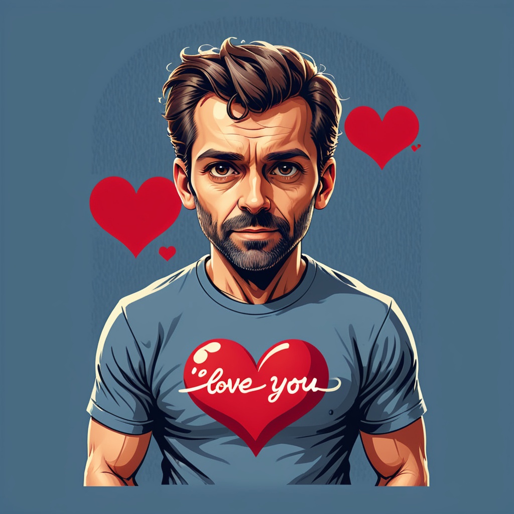 Excellence masterpice T-shirt design illustration of an text "i love you",  sharper,  clean lines on Tensor.Art