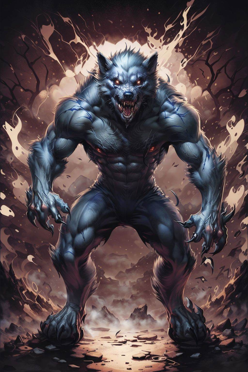 werewolf,  full body,  terrifying nightmare on Tensor.Art
