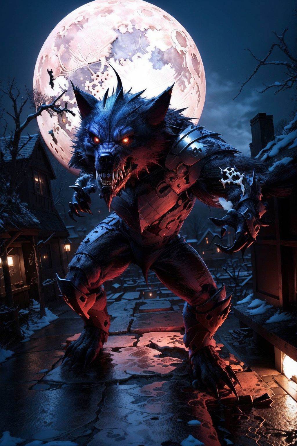 werewolf with bloody fangs,  , on Tensor.Art