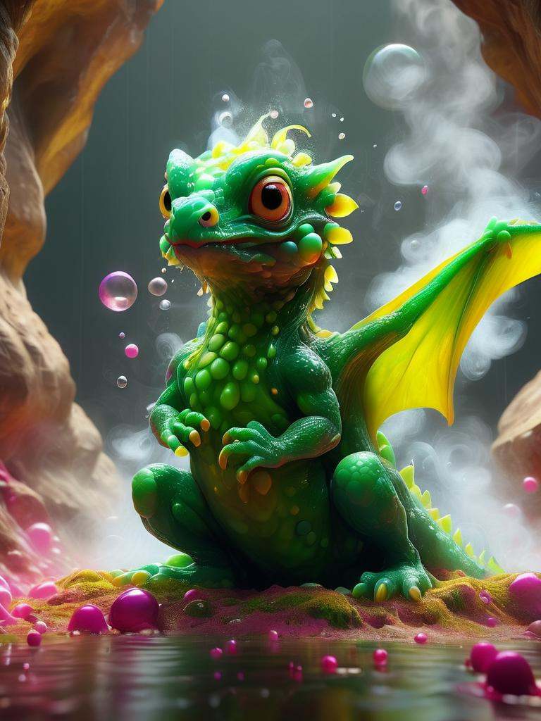 realistic photo of a little dragon,  big eyes,  just hatched on Tensor.Art