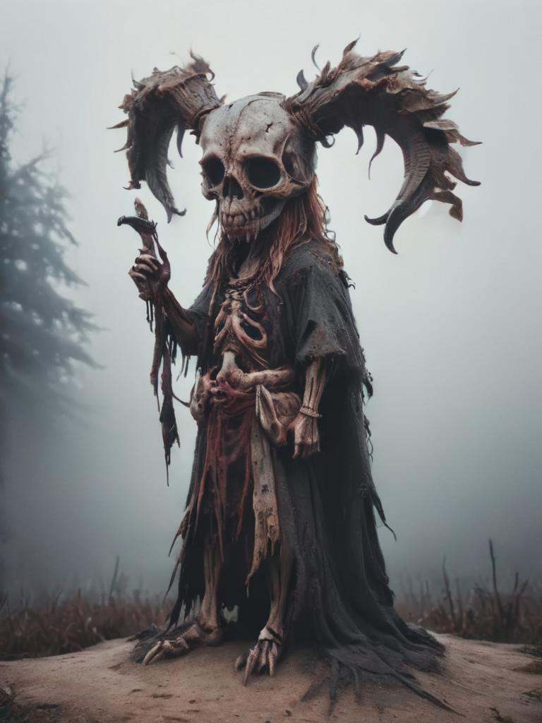full body shot,  skeleton with horns, on Tensor.Art