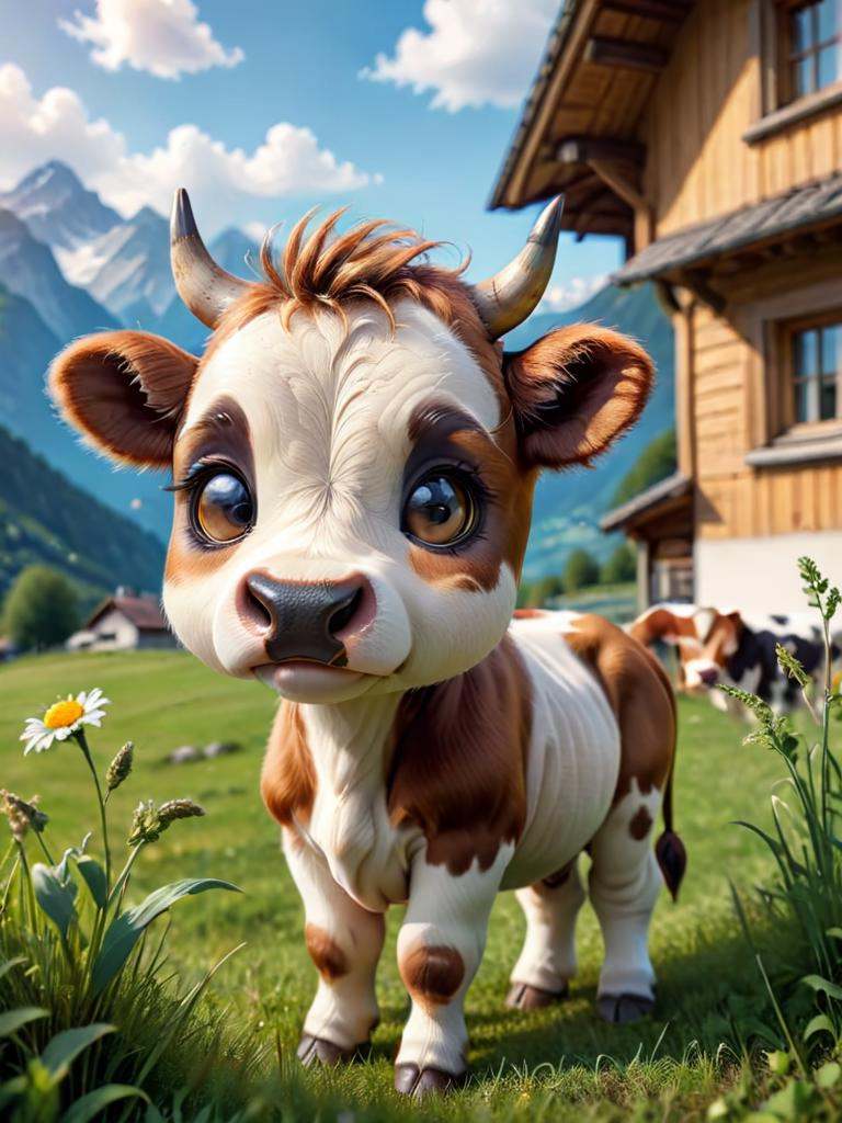 zhibi,  chibi,  cow on Tensor.Art