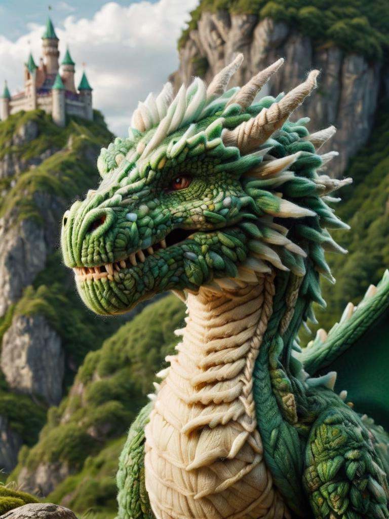 green dragon,  center of image,  looking at viewer on Tensor.Art