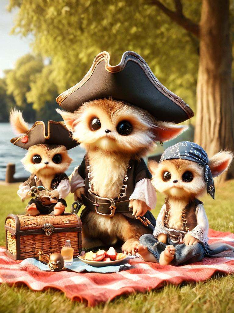 fur pirates,  family,  sitting in the park on Tensor.Art