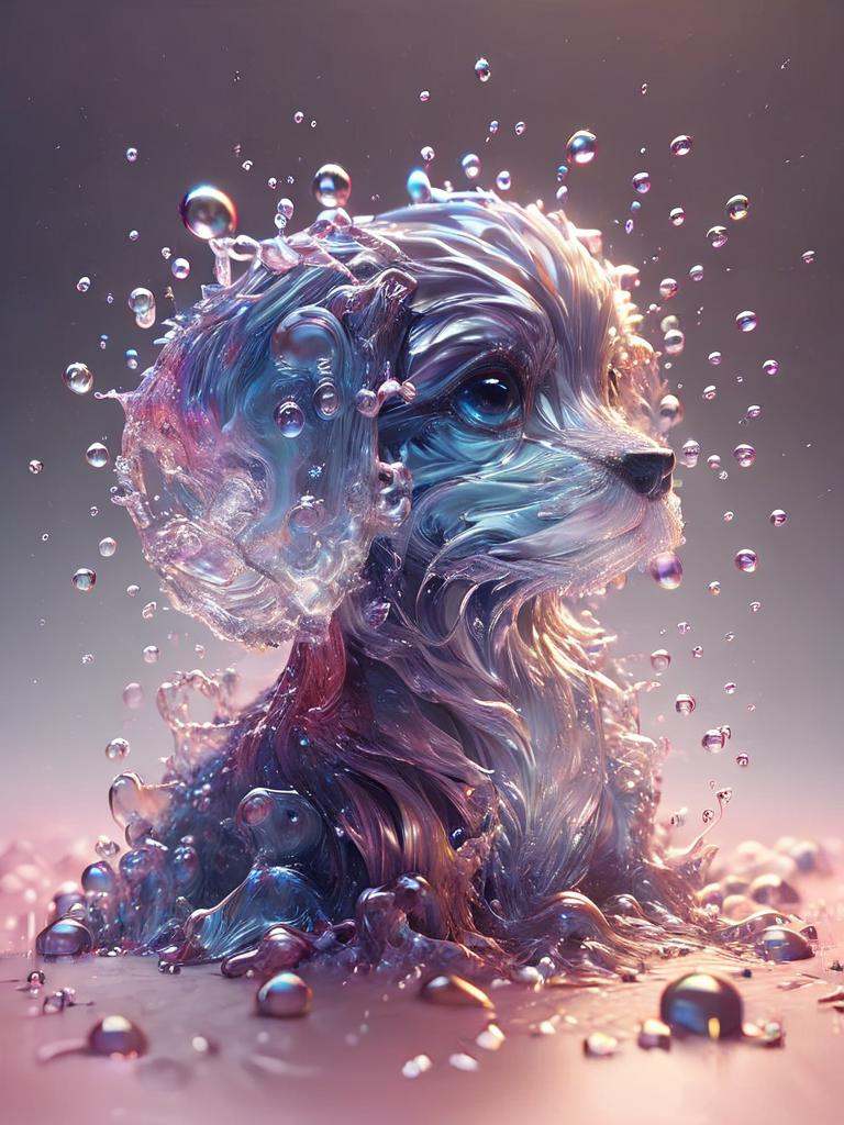 watce,  bubble,  abstract color splash with water on Tensor.Art