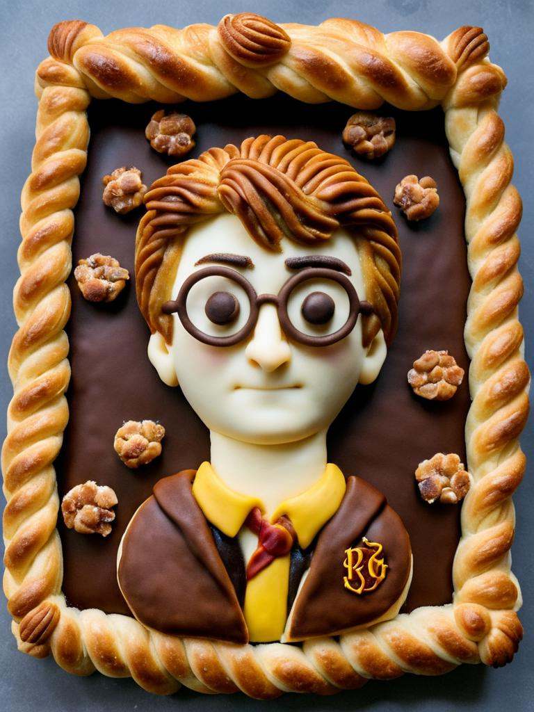 food photography,  harry potter from harry potter,  made out of pastry on Tensor.Art